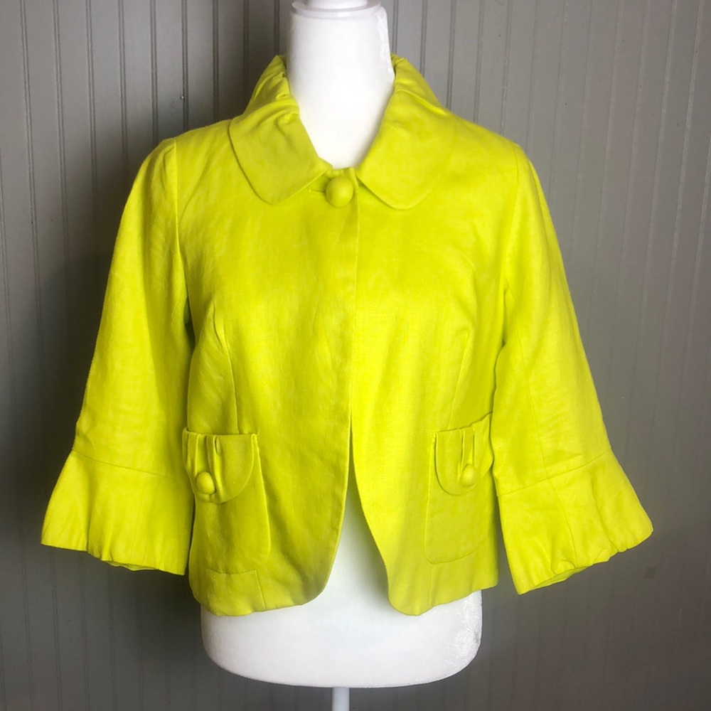 J. Crew Bright Green Linen Blazer